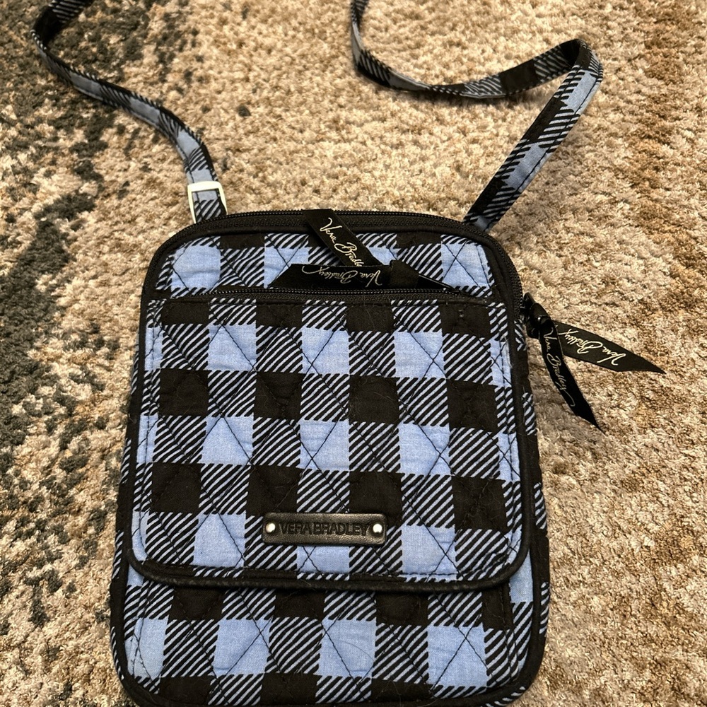 Vera Bradley Black and Light Blue Crossbody Bag